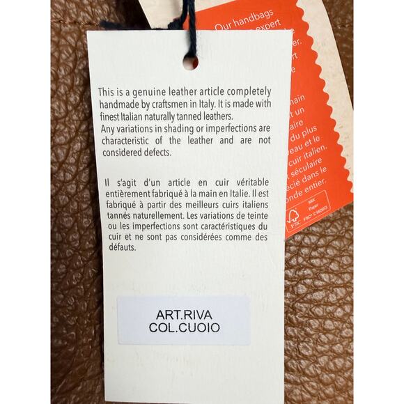 NWT Divina Firenze Made in Italy Leather Satchel Tote Bag in Cuoio Tan - Picture 7 of 9